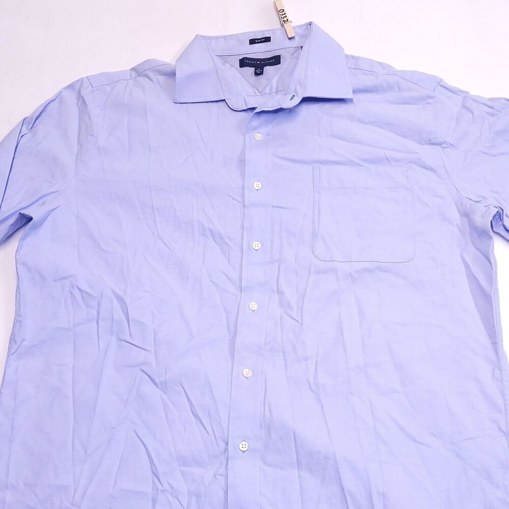Tommy Hilfiger Long Sleeve Button Up Casual Shirt Adult Mens Size 17 36-37 Blue